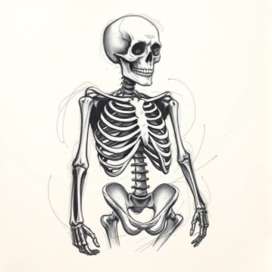 Pencil Sketch Skeleton Tattoo