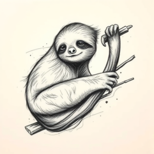 Pencil Sketch Sloth Tattoo