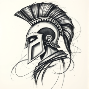 Pencil Sketch Spartan Tattoo