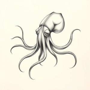 Pencil Sketch Squid Tattoo