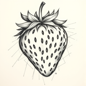 Pencil Sketch Strawberry Tattoo