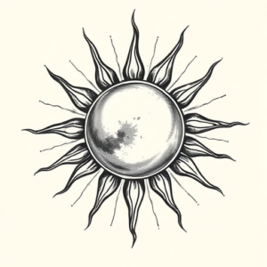 Pencil Sketch Sun Tattoo