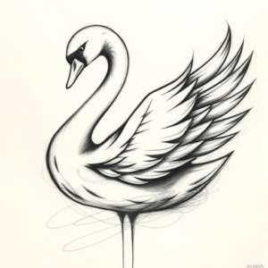 Pencil Sketch Swan Tattoo