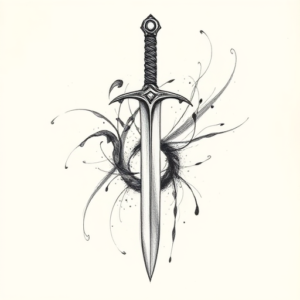 Pencil Sketch Sword Tattoo