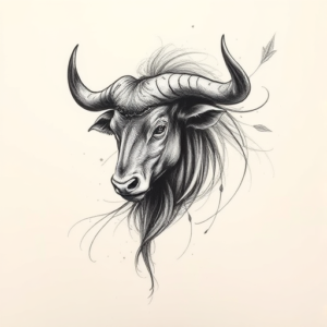 Pencil Sketch Taurus Tattoo