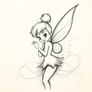 Pencil Sketch Tinkerbell Tattoo