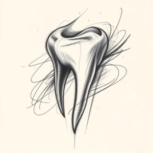 Pencil Sketch Tooth Tattoo