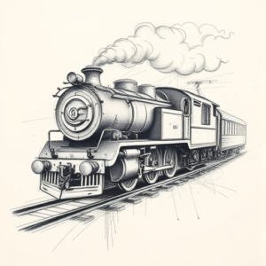 Pencil Sketch Train Tattoo