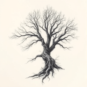 Pencil Sketch Tree Tattoo