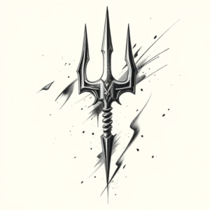 Pencil Sketch Trident Tattoo