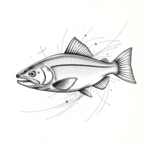 Pencil Sketch Trout Tattoo