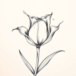 Pencil Sketch Tulip Tattoo