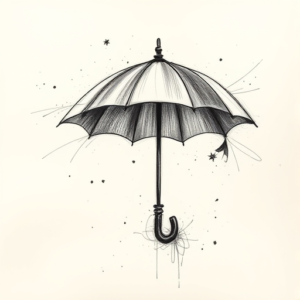 Pencil Sketch Umbrella Tattoo