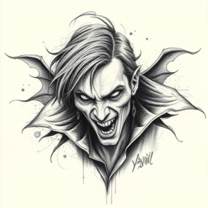 Pencil Sketch Vampire Tattoo