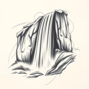 Pencil Sketch Waterfall Tattoo
