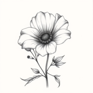 Pencil Sketch Wildflower Tattoo