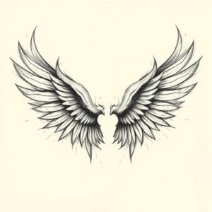 Pencil Sketch Wings Tattoo