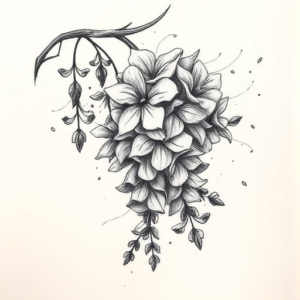 Pencil Sketch Wisteria Tattoo
