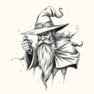 Pencil Sketch Wizard Tattoo