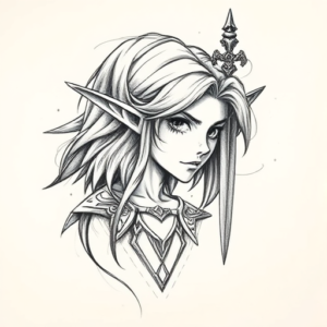 Pencil Sketch Zelda Tattoo