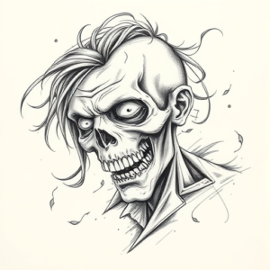 Pencil Sketch Zombie Tattoo