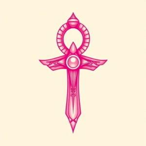 Pink Ankh Tattoo