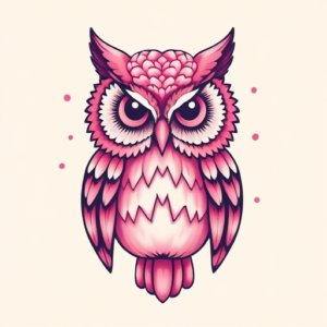 Pink Owl Tattoo