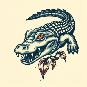 Pixel Art Alligator Tattoo