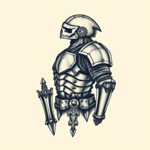 Pixel Art Armor Tattoo
