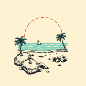 Pixel Art Beach Tattoo