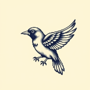 Pixel Art Bird Tattoo