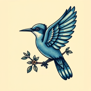 Pixel Art Bluebird Tattoo