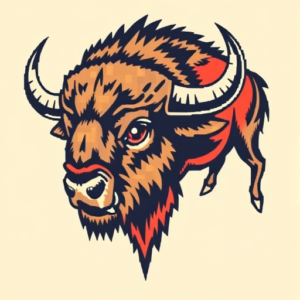 Pixel Art Buffalo Tattoo