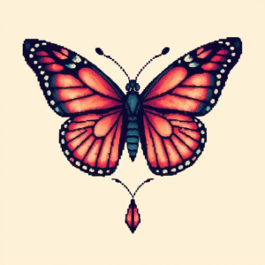 Pixel Art Butterfly Tattoo