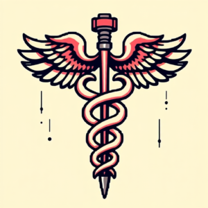 Pixel Art Caduceus Tattoo