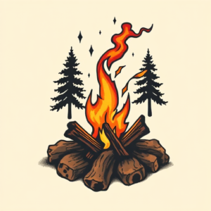 Pixel Art Campfire Tattoo