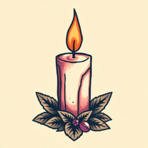 Pixel Art Candle Tattoo