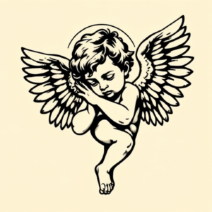 Pixel Art Cherub Tattoo