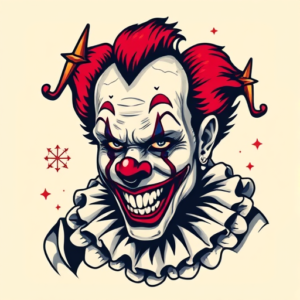 Pixel Art Clown Tattoo