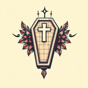 Pixel Art Coffin Tattoo