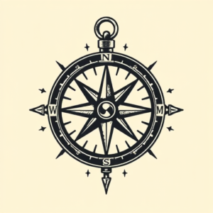 Pixel Art Compass Tattoo