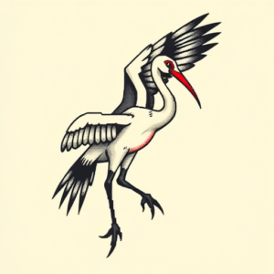 Pixel Art Crane Tattoo