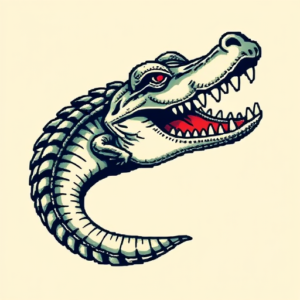 Pixel Art Crocodile Tattoo
