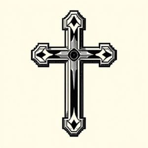 Pixel Art Cross Tattoo