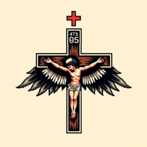 Pixel Art Crucifix Tattoo