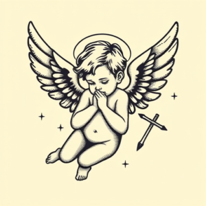 Pixel Art Cupid Tattoo