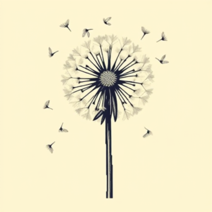 Pixel Art Dandelion Tattoo