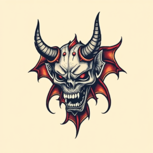 Pixel Art Demon Tattoo