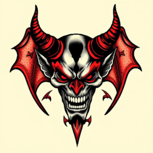 Pixel Art Devil Tattoo