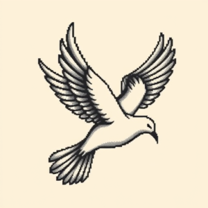 Pixel Art Dove Tattoo